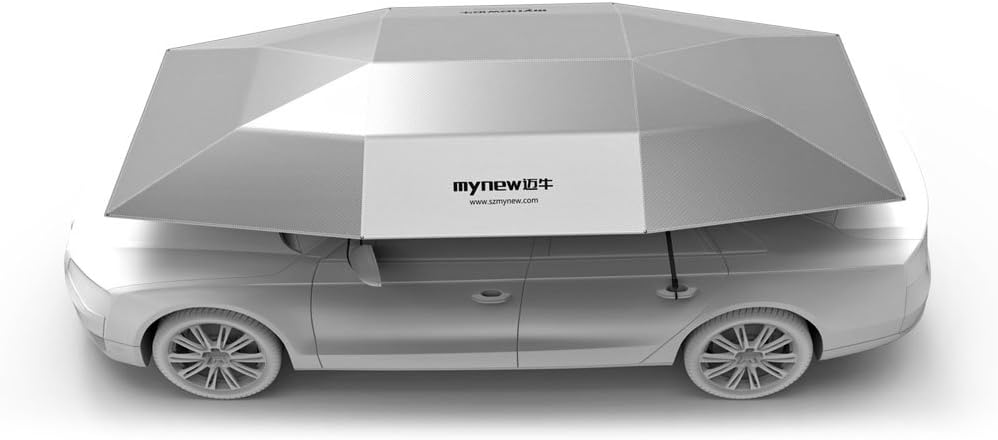 Carport Automatic Car Tent Sun Shade Canopy Cover Foldaway Portable Car Umbrella with Remote Control 90x165 Inches Silver