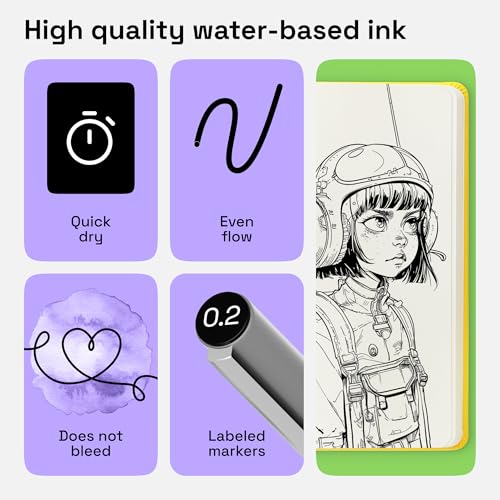 artistro set of 2 fineliner pens black micro pens for drawing waterproof archival ink ultra fine tip pen for illustration technical pen sketching writing drawing journaling pair of fine tip