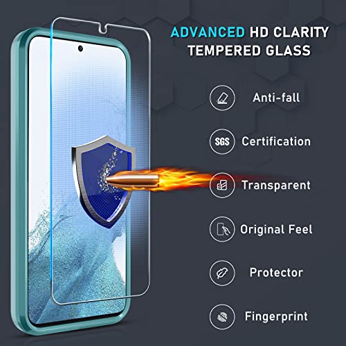 Janmitta Samsung Galaxy S23+ Plus Case With Screen Protector+Camera Lens Protector,Heavy Duty Shockproof Full Body Phone Cover Built In Rotatable Magnetic Ring Holder Kickstand,2023 Mint Green #TOP6