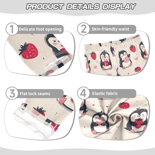ALAZA Girls' Leggings Children's Yoga Pants Skinny Printed Dance Cute Penguin Strawberry Comfortable 4T2