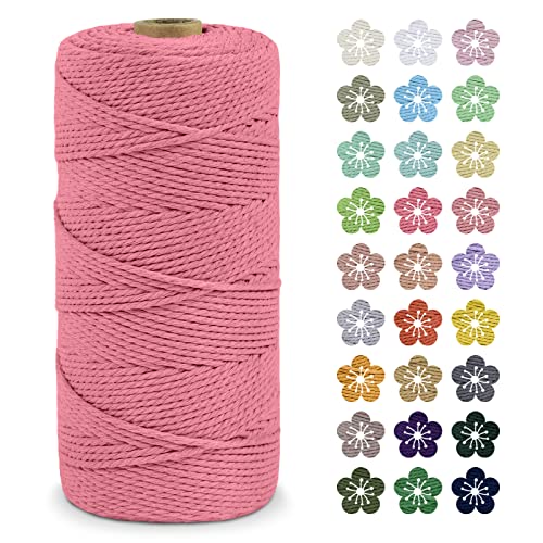 LEREATI Macrame Cord 2mm x 200m, Thick Macrame Rope Natural Cotton Rope Craft String