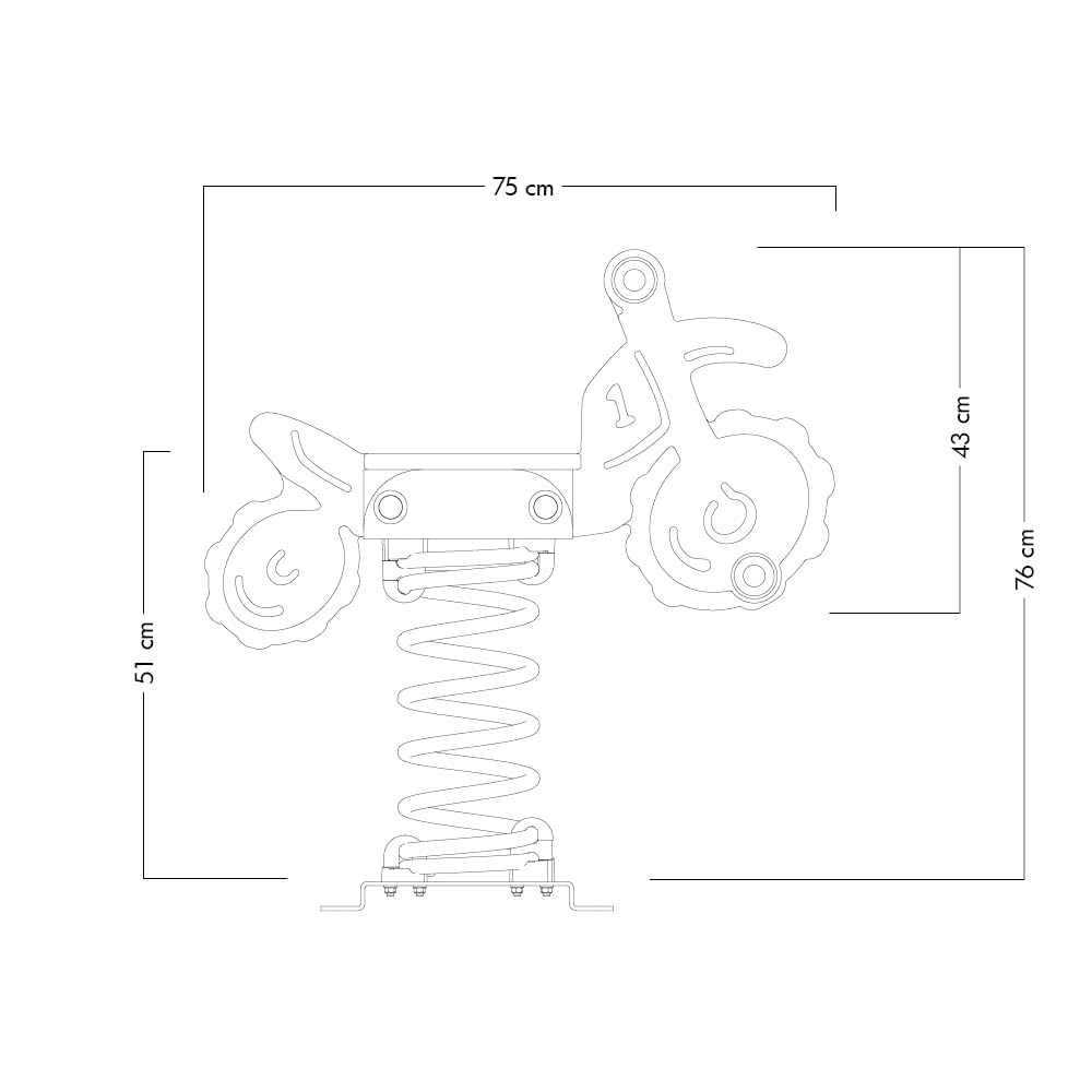WICKEY PRO Federwippe Motorrad Trickey rot - Federtier Spielplatzgerät - inklusive Bodenanker - Outdoor Spielplatz Wippe für Kinder - für öffentliche Spielplätze und Schulen