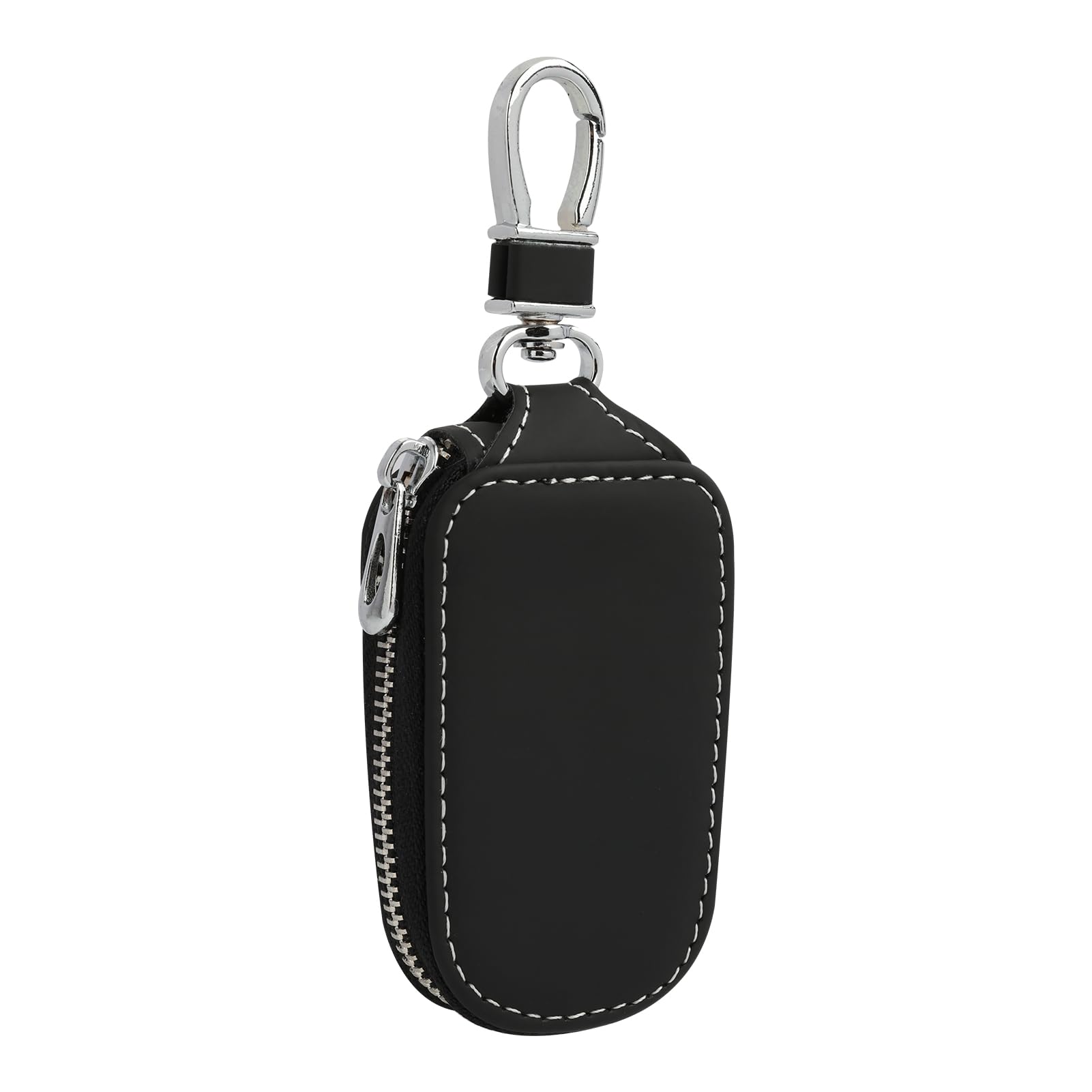 SopwMap Llavero de Coche en Piel PU, Estuche Organizador Portátil con Cierre de Cremallera y Gancho Metálico, Funda Protectora Universal para Llaves de Coche y Moto, Elegante y Duradero