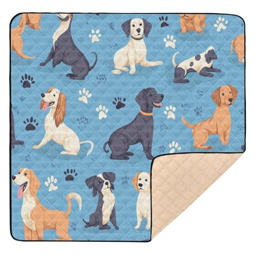 Kigai Cute Dogs Baby Play Mat for Floor and Playpen 50x50 inch Non-Slip Baby Activity Playmat Waterproof Foldable Crawling Mat for Infants Toddlers