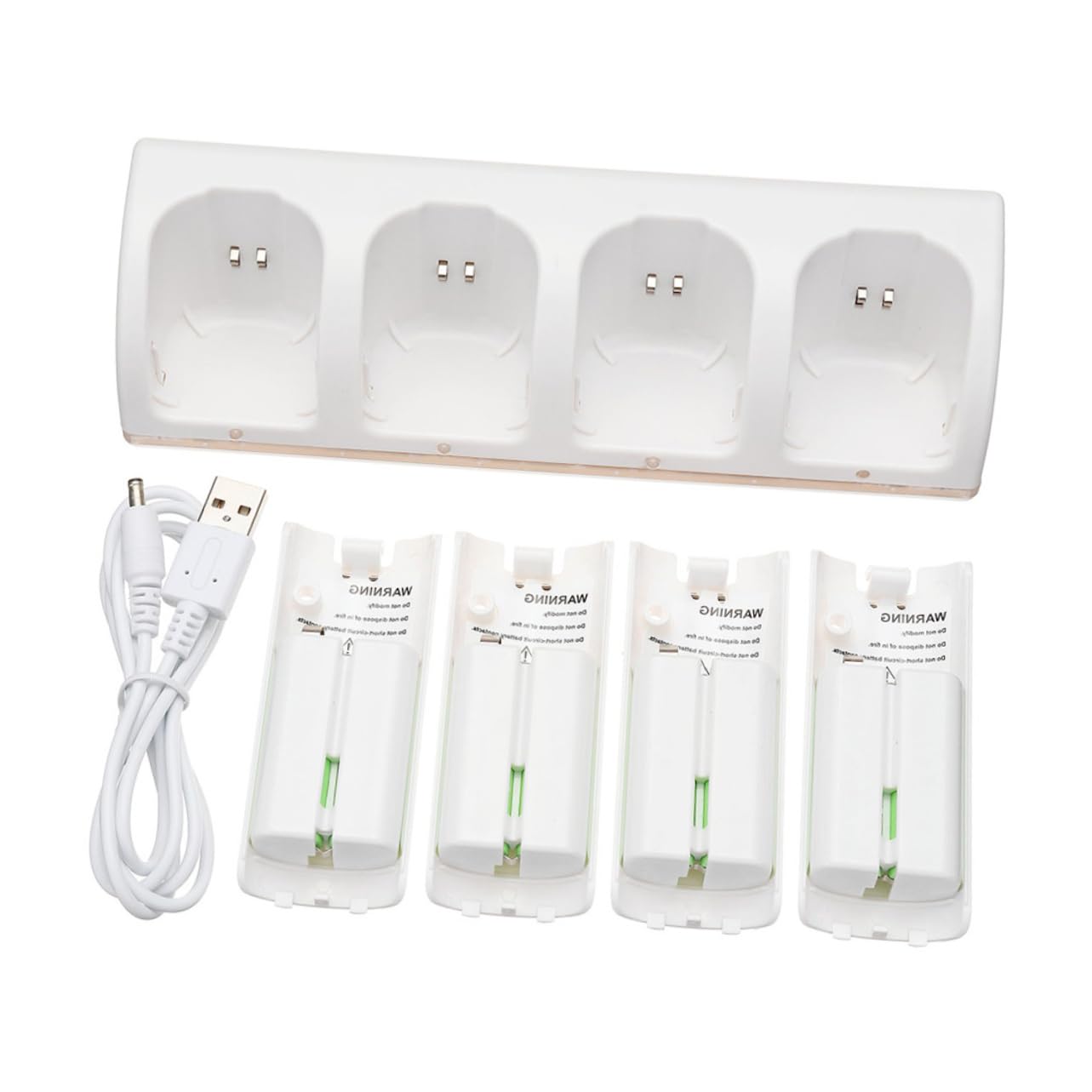 Caricatore Batterie Ricaricabili a 4 Slot, Set 1, Bianco | Adattatore per Pile Ricaricabili, Plastico, Consente la Carica Simultanea di Batterie