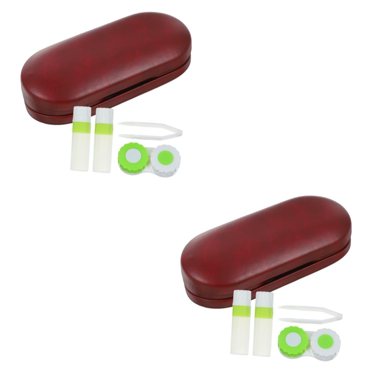 PACKOVE 2 Set Custodia Per Gli Occhiali Contenitore Per Occhiali Organizer Per Il Trasporto Degli Occhiali Astuccio Custodia Per Lenti a Contatto Da Esterno Rosso Vello Fine