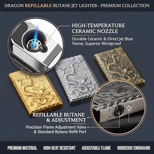 Encendedor a soplete Dragon Jet recargable bronce miniatura 3