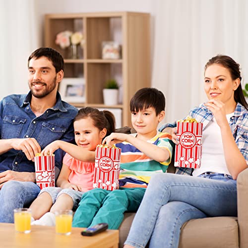 Image of 500 Pcs Paper Popcorn Bags Bulk 2 oz Large Flat Bottom Boxes Red and White Disposable Container Sleeve Movie Night Popcorn Bucket for Retro Movie Themed Party Carnival Supplies (Red and White)