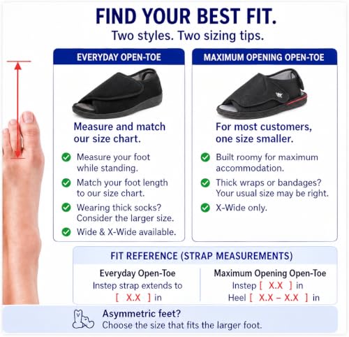 Image of Diabetic Open Toe Slippers, Extra Wide Adjustable House Shoes