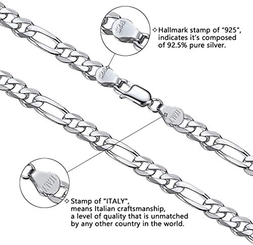 Savlano 925 Sterling Silver 10.5mm Italian Solid Figaro Link Chain Necklace with Gift Box for Men & Women - Made in Italy2