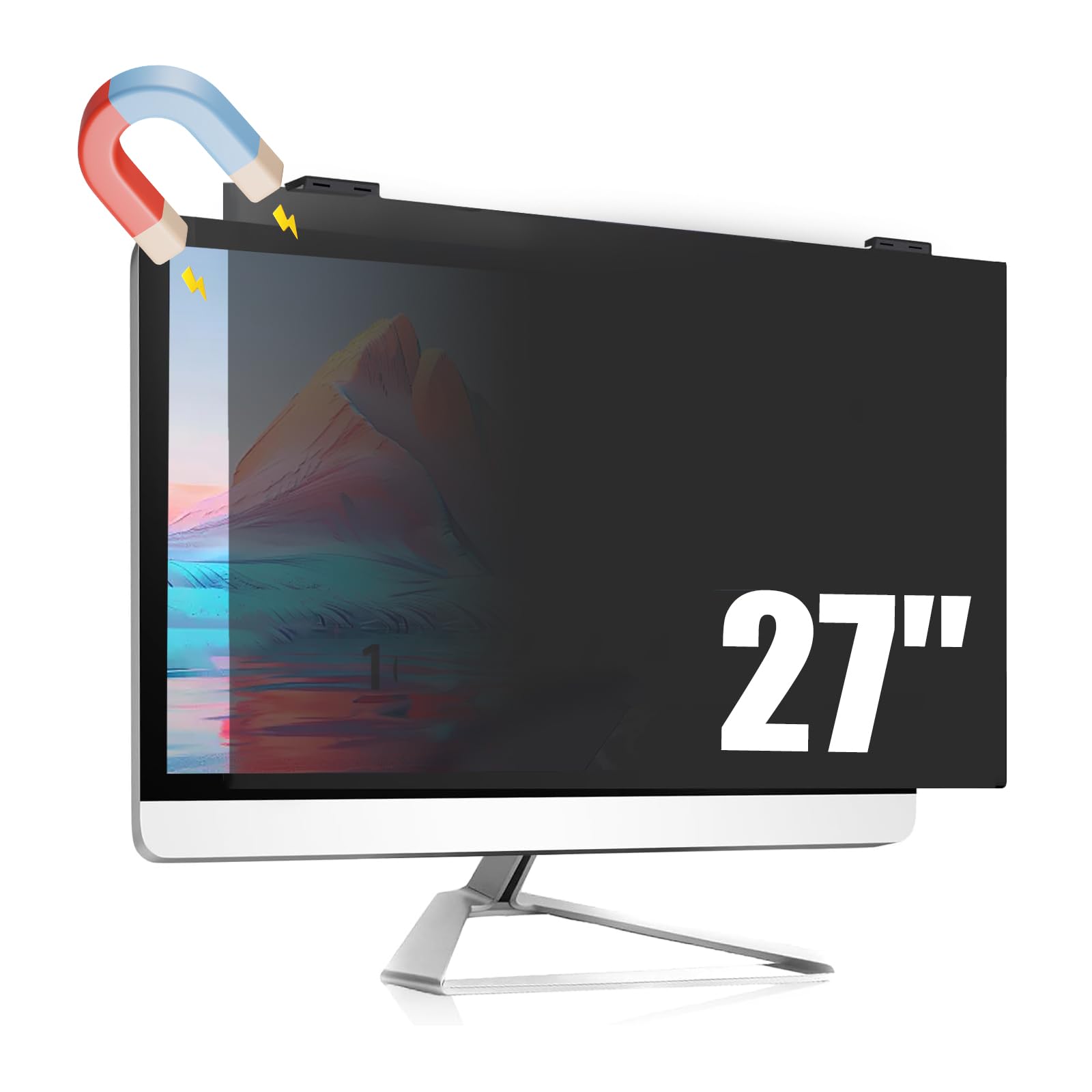 Pantalla de Privacidad Colgante Magnética de 27 Pulgadas, Protector de Ojos con Filtro Antirreflejo de Luz Azul, Protector Extraíble Anti Espía para Lugares de Trabajo Digitales,27in(613 * 356mm)