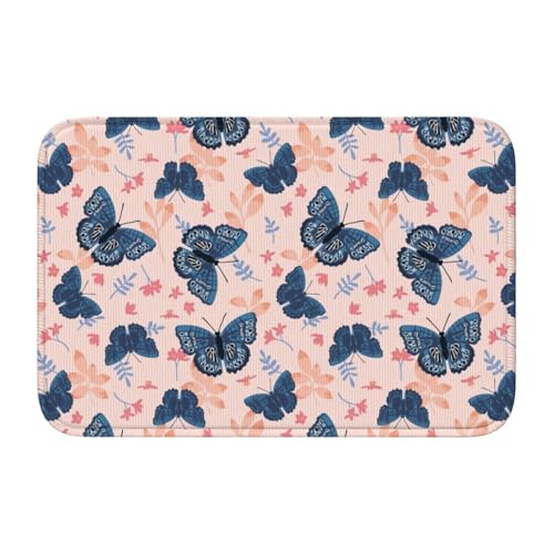 玄関マット 花柄 蝶柄 バスマット 室内 屋外 足拭きマット カーペット おしゃれ 北欧 滑り止め付き 洗える ベットルーム 浴室 台所 寝室 業務用 家庭用 40×60cm