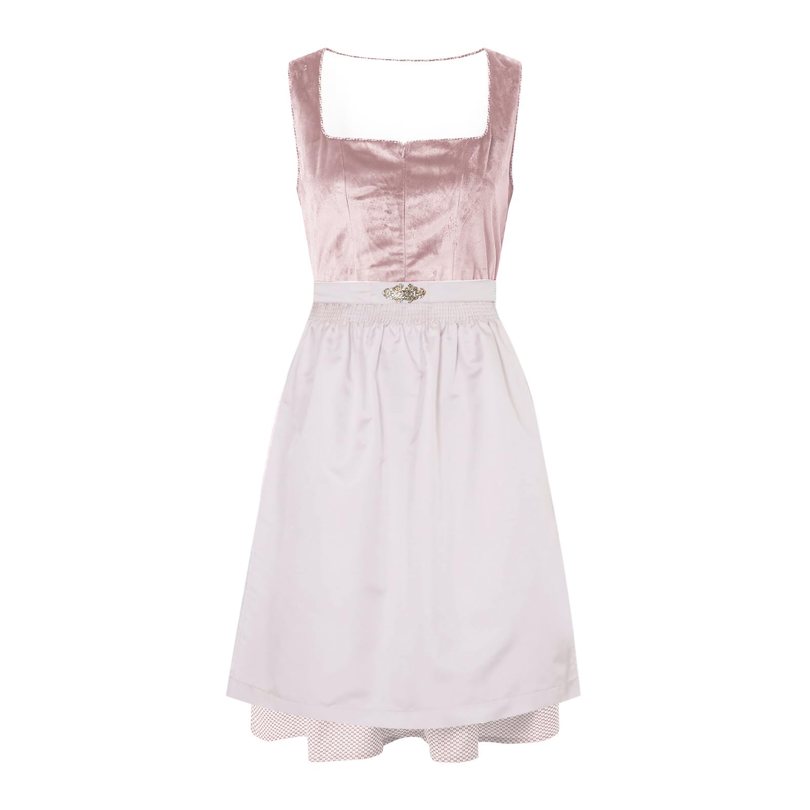Generisch Damen Midi Dirndl Trachtenkleid 2 Teilig 3 Teilig Komplettset mit Spitze Dirndlbluse Dirndlschürze klassisch elegant bequem Baumwolle für Oktoberfest Karneval Festlichkeiten Größe 34 bis 54