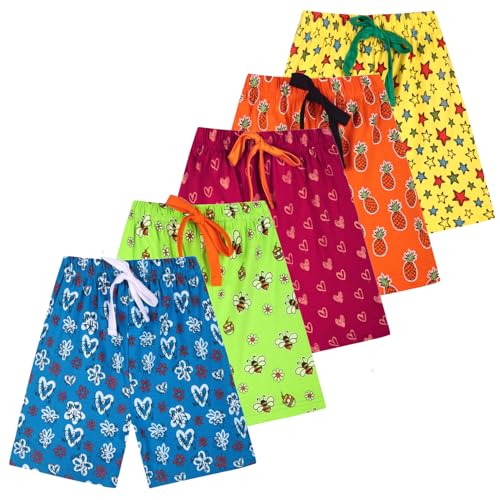 Image of T2F Girls Cotton Printed Shorts (Pack of 5)