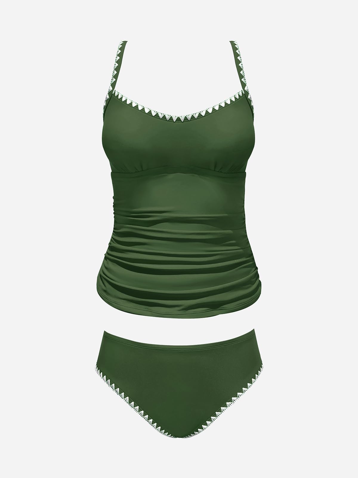 CUPSHE Tankini da donna Set Girocollo Vita media Spalline Regolabili Shell Cucito Due Pezzi Costume Da Bagno Costumi Da Bagno