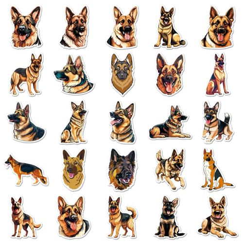 50Pcs German Shepherd Dog Stickers, Kids Teens Adults Dog Vinyl Laptops Decals for Water Bottle Luggage Phone Skateboard, Durable Decorate Bumper Mini Stickers (50Pcs German Shepherd Dog) - Image 4