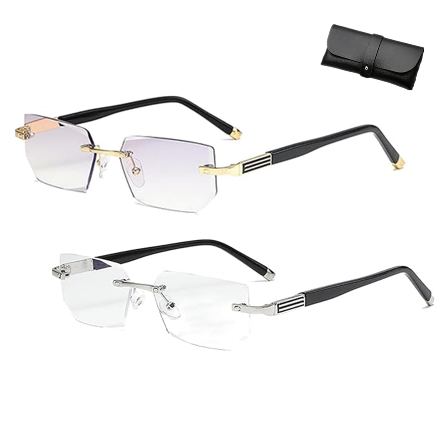The Glasses That Change Everything, Automatic Adjustment Eye Glass, Auto Focus Glasses Self Adjusting, Automatic Zoom Reading Eyeglasses with Anti Blue Light for Driving, Reading (Gold+Silver,+2.5)