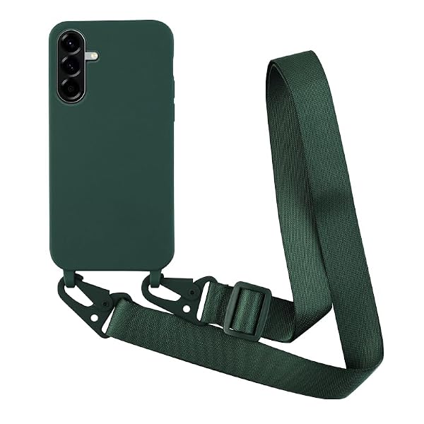 Yichxu Etui na telefon komórkowy Samsung Galaxy A17 5G, z paskiem, silikonowe etui z tworzywa TPU, ze smyczką, etui ochronne ze sznurkiem na szyję, odporne na uderzenia, nylonowe, na szyję, zielone