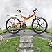 MarKnig 26 Inch Adult Folding Bikes/Mountain Bikes, 21 Speeds Mountain Bicycles with Full Suspension, Dual Disc Brake, High Carbon Steel Frame, Foldable Bike for Men/Women HM-Orange