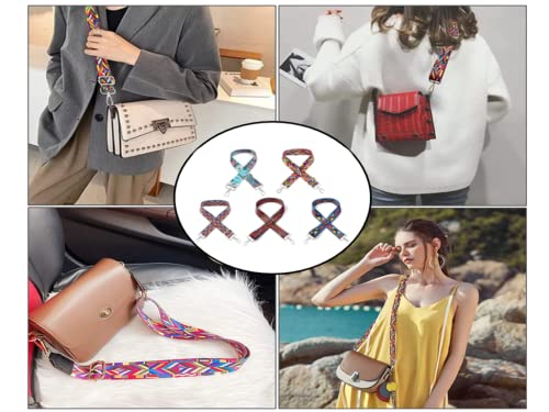 Kellegour 5 Stück Verstellbarer Schultergurt Bunt,Wechseln, Breiter Taschengurt im Ethno-Stil,Herren Taschenriemen,Damen Zubehör Tragegurt für Schultertasche Tragetaschen und Handtaschen