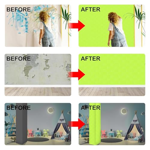 Image of TEKCOOL Self-Adhesive Waterproof PE Foam 3D Wall Panels Wallpaper Sticker for Bathroom, Living Room, and Home Decoration (70 x 77cm, Appx. 5.8Sq Feet)-15 Piece-Green