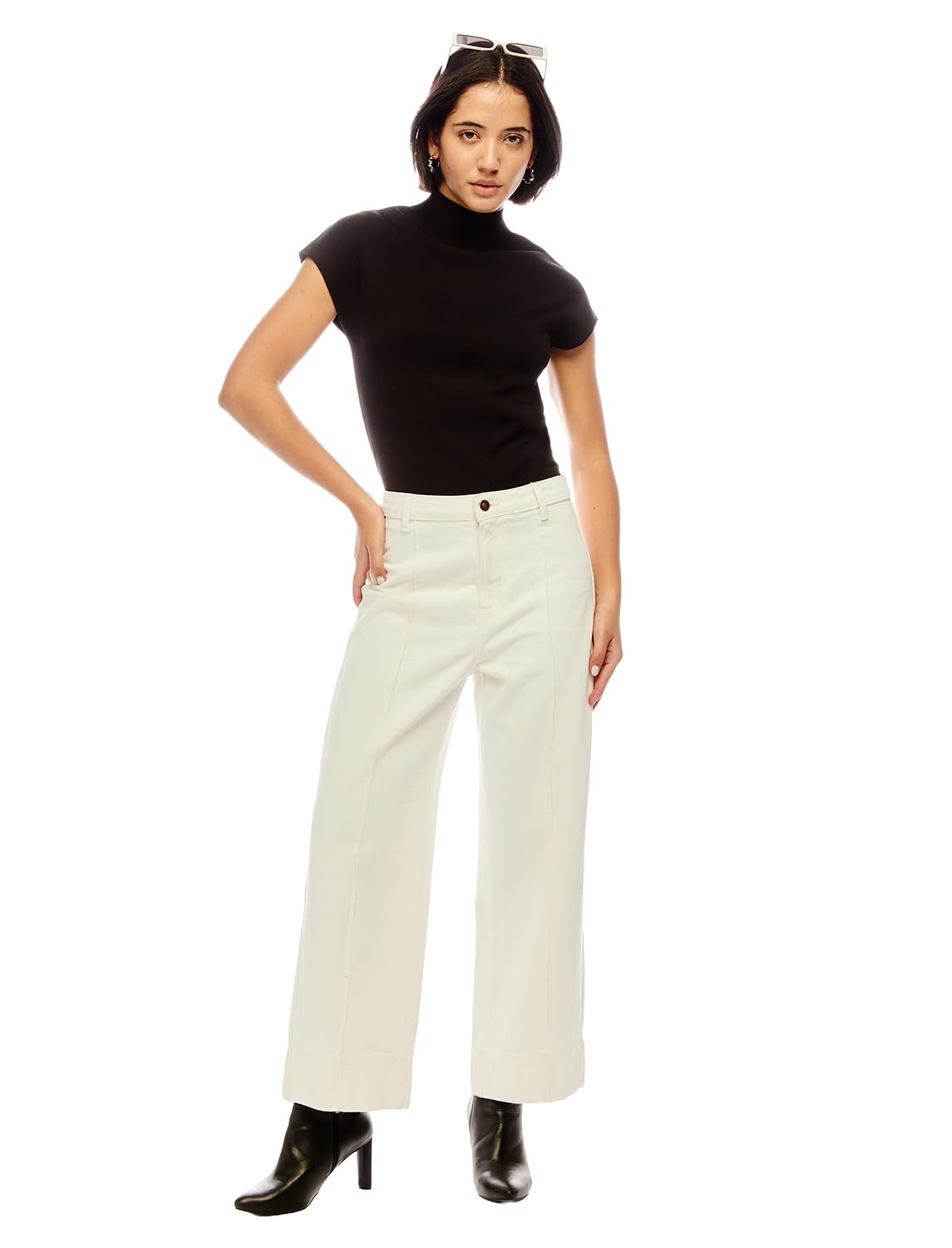 inkd Wide Leg Fit Jeans – High-Rise Cotton | Trending Pintuck Details | Jeans for Women | Full Length Wide Leg Jean's for Woman-picture-27