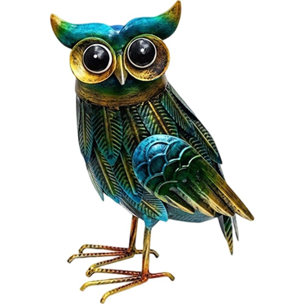 Sslvya Metal Owl Statue, Realistic Owl Sculptures Metal Yard Art Standing Bird for Home, Garden, Patio, Backyard, Porch Lawn Ornament Decoration