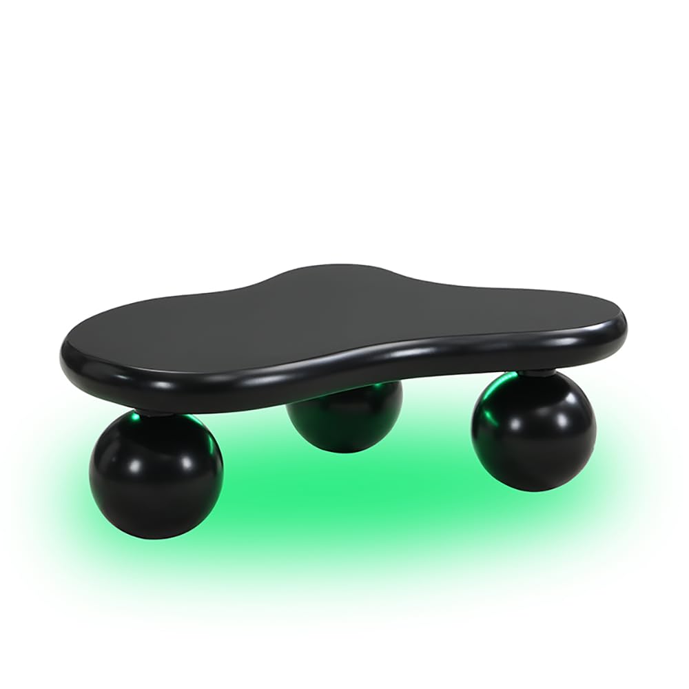 Sweiko Table Basse Design Nuage avec éclairage LED (16 Couleurs), Forme Originale, Pieds arrondis, Idéale pour Salon Moderne et Chambre d'enfant,Plateau Style Cloud Lumineux (Black)