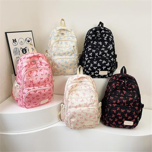 Coquette Bow Backpack 3Pcs Set, Cute Kawaii Backpack for Women College Style Large Capacity Daypack (Pink)3