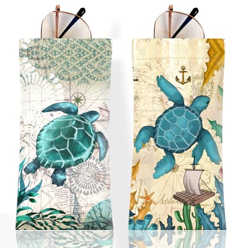 Image of Anikathy 2Pcs Sunglass Eyeglass Glasses Case Soft PU Leather with Cleaning Cloth Cute Glasses Pouch Bag for Men Women Girs