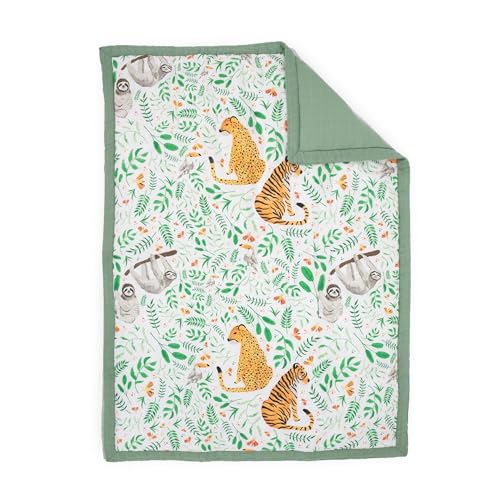 Image of Little Unicorn Toddler Bedding 3-Piece Set | Includes Comforter, Crib Sheet & Pillowcase | Soft & Breathable Muslin Fabric | for Convertible Cribs & Toddler Beds (Mighty Jungle)