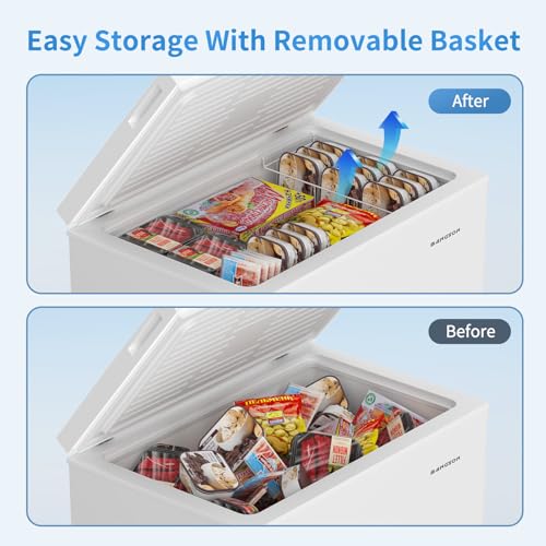 BANGSON 7.1 Cu.Ft Chest Freezer, Deep Freezer with Adjustable Thermostat, Top Open Door Freezer with Removable Basket, Quiet Operation, Ideal for Kitchen/Apartment/Office on Fridge.com