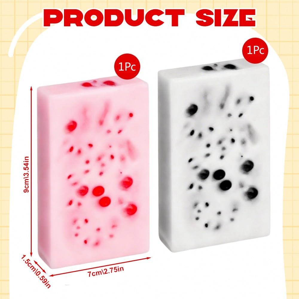 2 Pieces Pimple Popping Toy Square Skin Picking Fidget Toys Sensory Picky Pad for Stress Relief Soft TPR Material Pimple Popper Toy Squeeze Fidget Toys Novelty Stress Toys for Adults Kids - Image 2
