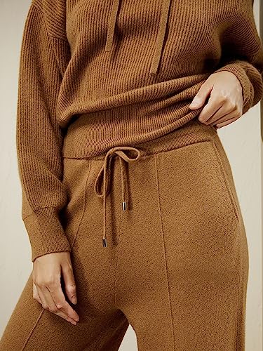 LilySilk 100% Cashmere Pants for Women Super Soft Warm Wide Leg Cashmere Knitted Trousers Elastic Waist Sweatpants4
