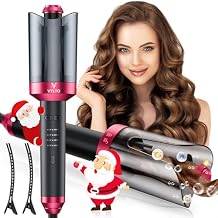 Automatic Curling Iron, Automatic Hair Curler with 1" Large Rotating Barrel & 4 Temps Hair Curler, Safety Anti-Scald & Anti-Tangle Curling Iron, Fast Heating Auto Curler for Hair Styling-Grey