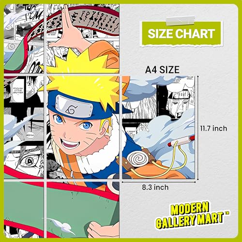 Image of MODERN GALLERY MART Pack of 20 Naruto Manga Poster | A4 Size Anime Wall Art (8.3 x 11.7 inch) | Manga Posters with Glue Dots | Anime Poster for Bedroom, Living Room, Office (1)