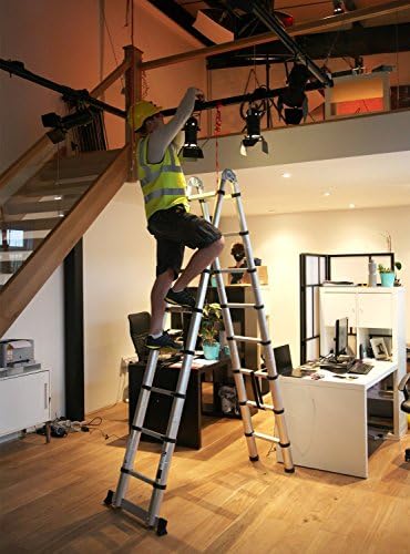 5M Telescopic Ladder DIY Aluminum Alloy Folding Extendable Extension Ladder A-Frame Multi Purpose (Load Capacity 150kg)