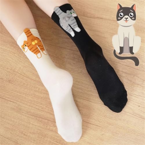 Funny Cute Cat Socks with Balls, 2025 New Cute Cotton Cat Ball Crew Socks, Personalized Novelty Gifts2