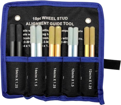 ZKTOOL 10 Stück Auto-Radausrichtungsbolzen, M12*P1.25 M12*P1.5 M14*P1.25 M14*P1.5 M15*1.25 SST, Radpositionierungsstift, Radmontageführungswerkzeug, Radaufhängungs-Positionierungsbolzen