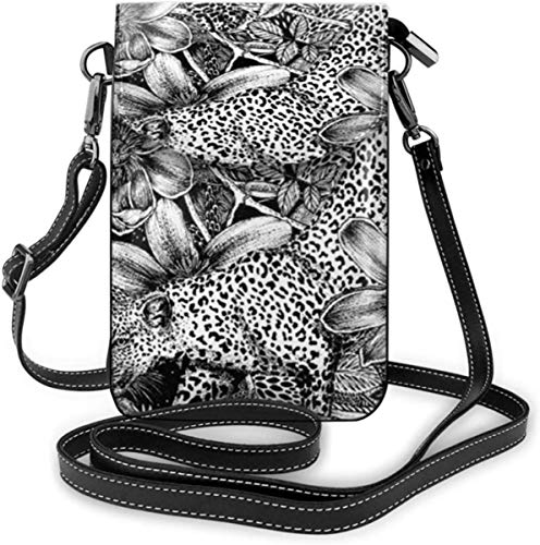 alemon Borsa per cellulare Piccola borsa a tracolla con stampa leopardata Illustrazione Portafogli con tracolla regolabile Donna