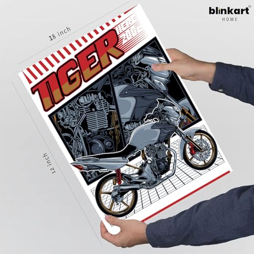 Image of BLINKART Honda Tiger (Custom) Car Posters Sticker Gift Items for Boys Room Wall Decor || Comes with Double-Sided Tape|| Decoration Bedroom Living Room Office Studio Decor | 12x18 In (A3) - CAR-289