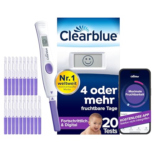 Clearblue Kinderwunsch Ovulationstest-Kit Fortschrittlich und Digital, 1 Testhalterung Digital und 20 Ovulationstests