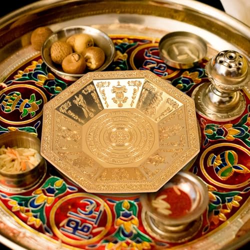 STAHAD 金属鉄製多用途スモークプレート 八角形供え鉢 寺院用火の供え皿安定構造 祭壇や家庭装飾向けトリビュートフルーツプレート [4]
