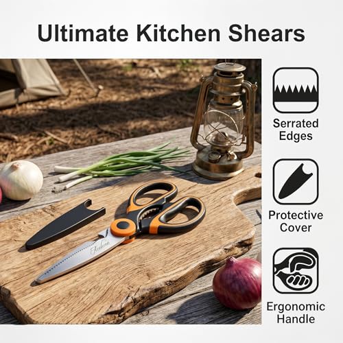 Image of Kitchen Shears, Acelone Heavy Duty Shears Ultra Sharp Stainless Steel Multi-Function Kitchen Scissors for Chicken /Poultry /Fish /Meat /Vegetables /Herbs /BBQ