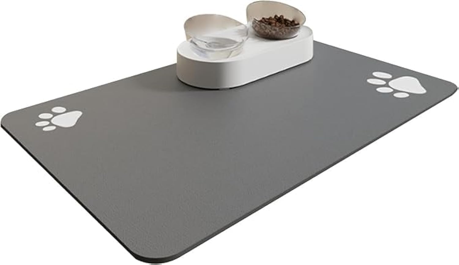 Absorbent Pet Feeding Mat - Keep Your Floors Clean and Dry with Our Quick-Dry Dog Mat for Food and Water Bowls in Dark Gray