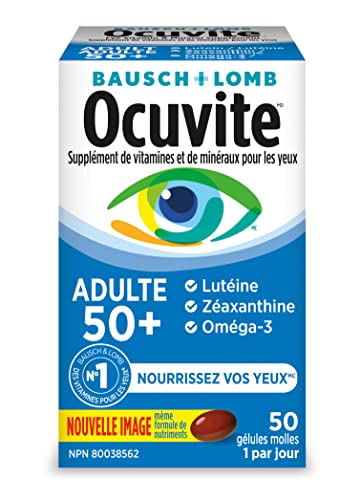 Ocuvite 50+ Eye Vitamin & Mineral Supplement, Multivitamin for Vision & Ocular Health with Omega-3, Zinc, Vitamins C & E, Lutein & Zeaxanthin, Zinc Supplements for Women and Men, 50 Softgels