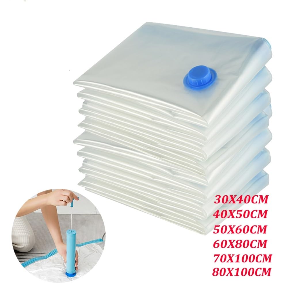 Vacuum Storage Bags Bolsas de compresión al vacío reutilizables, 6 unidades, plegables, for ahorrar espacio, organizadores comprimidos, mantas, ropa, almohadas, almacenamiento Bolsas Vacio(70X100cm)