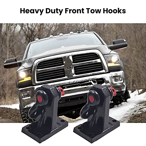 Front Tow Hooks Heavy Duty For Dodge Ram 2500/3500 2010-2017 D Ring Shackles Black 2Pcs #TOP1