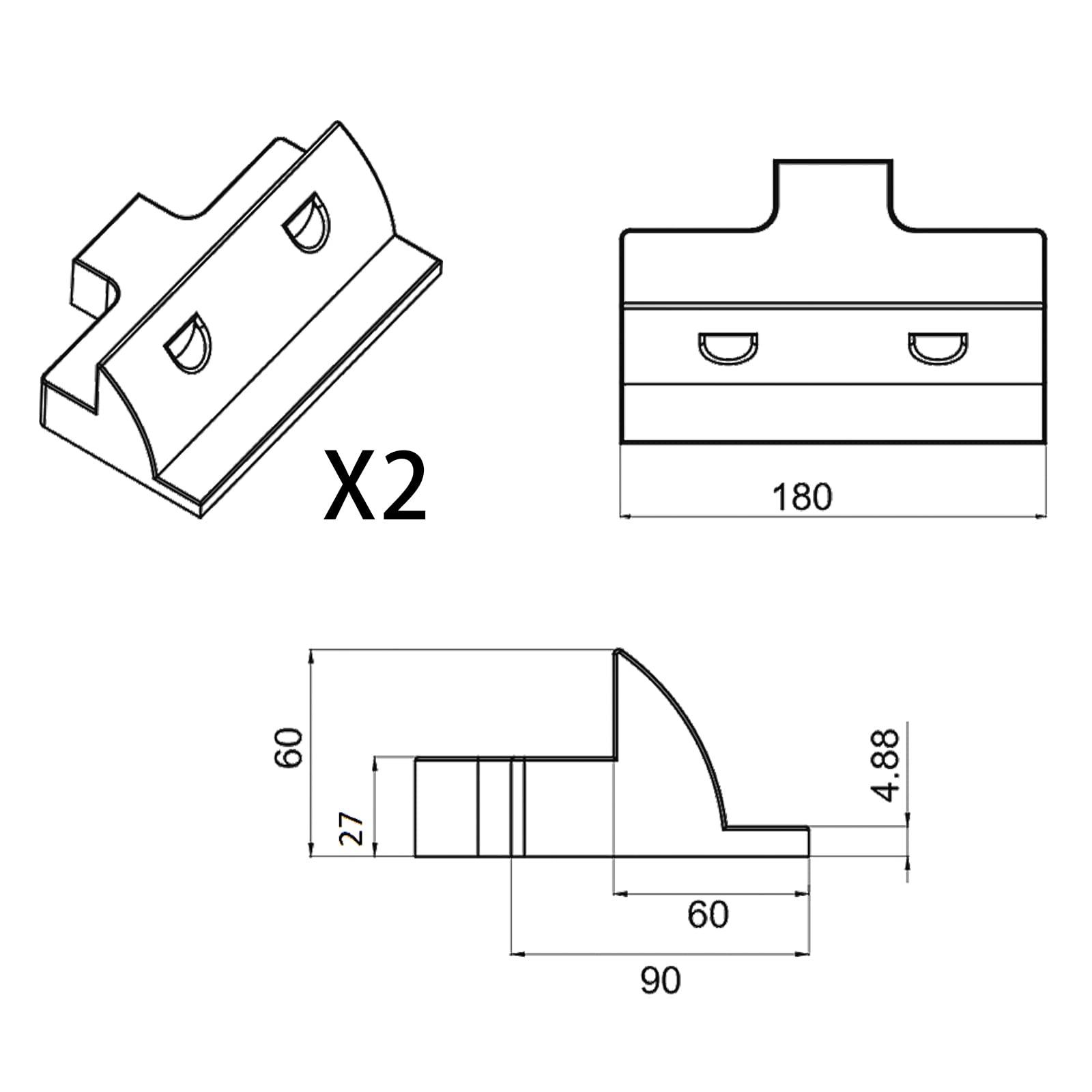 enjoy solar passe-câble double en ABS Spoiler de maintien du module solaire en noir, idéal pour les camping-cars Caravanes Bateaux