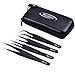 Produktbild 4 Stück Nail Art Pinzette Antistatische ESD Pinzetten Set Edelstahl mit Aufbewahrungstasche für Wimpernverlängerung, Schmuckherstellung und Elektronik